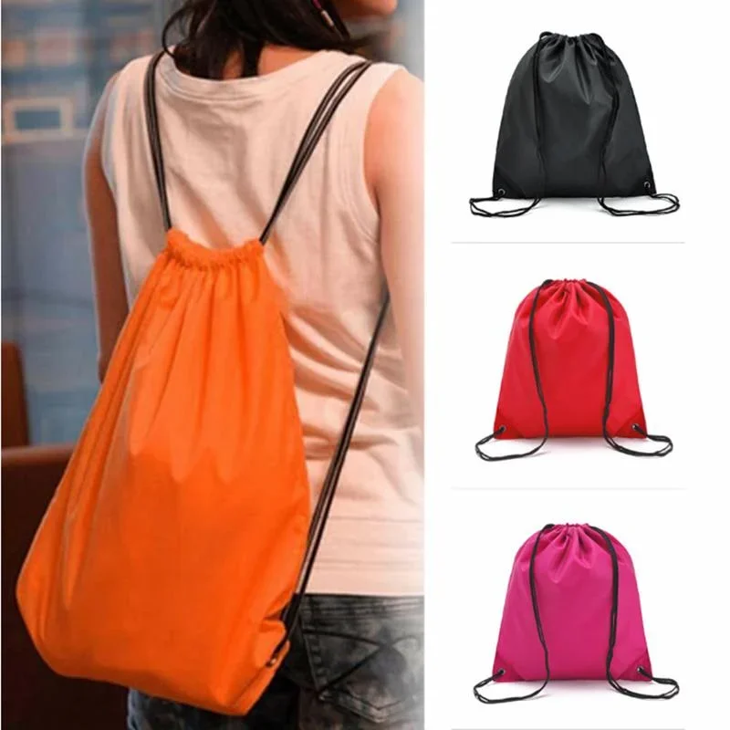 Reusable Oxford Fabric Drawstring Shopping Backpack Food Travel Outdoor Grocery Bag