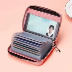 Porta-cartões com 20 slots em PU para cartões de crédito, banco, ônibus e identidade, porta-moedas e organizador de carteira unissex-3