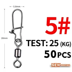 MEREDITH Stainless Steel Fishing Swivels, 50 Pieces-10