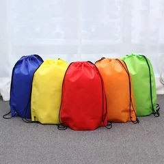 Reusable Oxford Fabric Drawstring Shopping Backpack Food Travel Outdoor Grocery Bag-2
