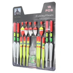 Fishing Float 15pcs Set Floats Fishing Bobbers Slip Indicators Accessories-2