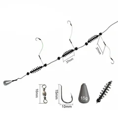 Pre-Tied Fishing Hooks Artificial Bait Cage Set Fishing Feeder-7