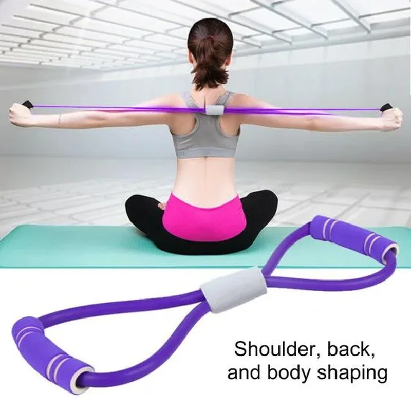 Taśma oporowa fitness w kształcie ósemki, antypoślizgowy uchwyt, wersja przenośna, gumowa taśma do rozciągania ramion i barków oraz treningu siłowego dla kobiet i mężczyzn