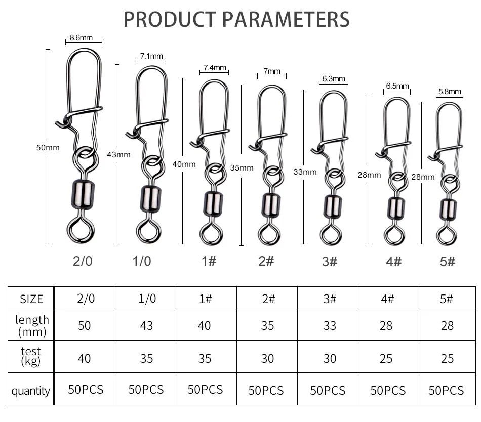 MEREDITH Stainless Steel Fishing Swivels, 50 Pieces — Product detail image 6