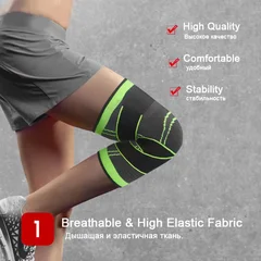 Sportliche rutschfeste Einzel-Kniebandage, Kompressions-Kniebandage, Sport-Kniepolster für Laufen, Basketball und Fitness-9