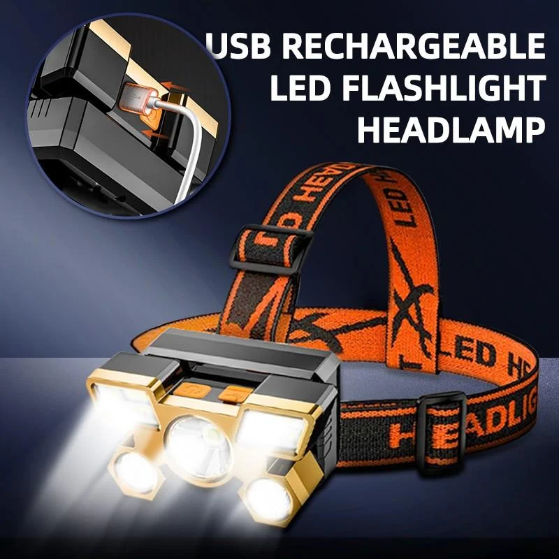 5-LED Headlamp Super Bright Rechargeable Head-Mounted Flashlight for Outdoor Night Fishing — Product detail image 1