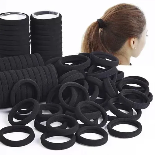 100 Pcs Black Hair Ties Hair Bands Hair Ropes Hair Accessories for Women and Girls