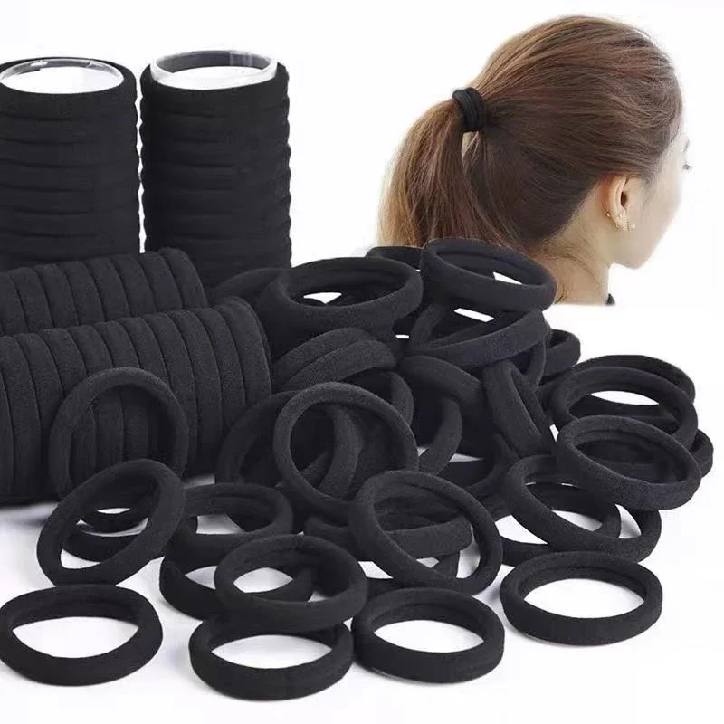 100 Pcs Black Hair Ties Hair Bands Hair Ropes Hair Accessories for Women and Girls