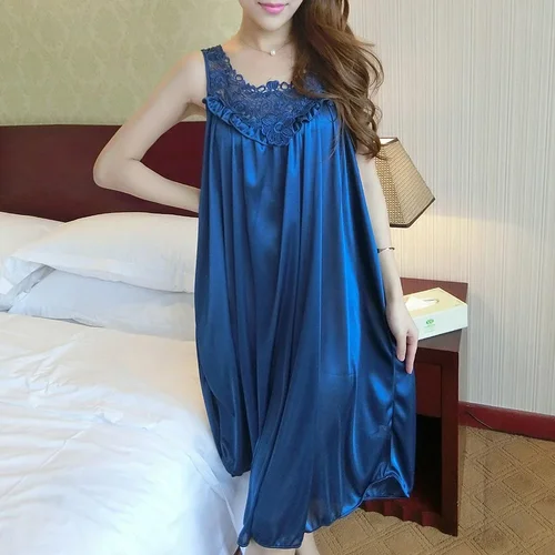 Women's Sleeveless Satin Maxi Nightgown
