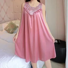 Women's Sleeveless Satin Maxi Nightgown-3