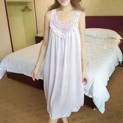 Women's Sleeveless Satin Maxi Nightgown-4