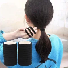 100 Pcs Black Hair Ties Hair Bands Hair Ropes Hair Accessories for Women and Girls-3
