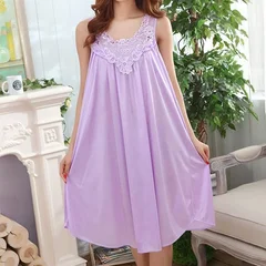 Women's Sleeveless Satin Maxi Nightgown-10