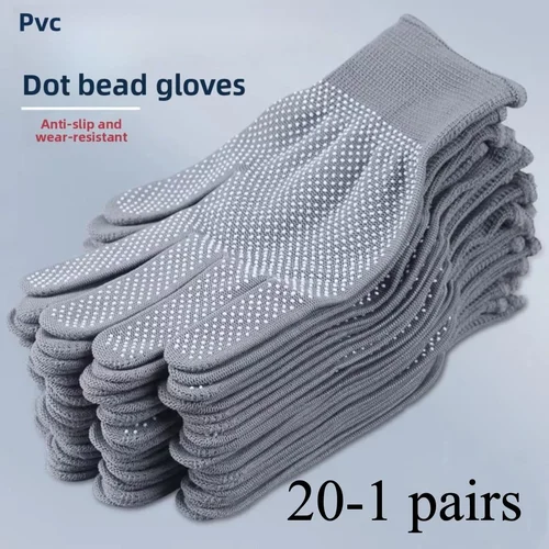 Nylon & PVC Grip Work Gloves, 10/20 Pairs