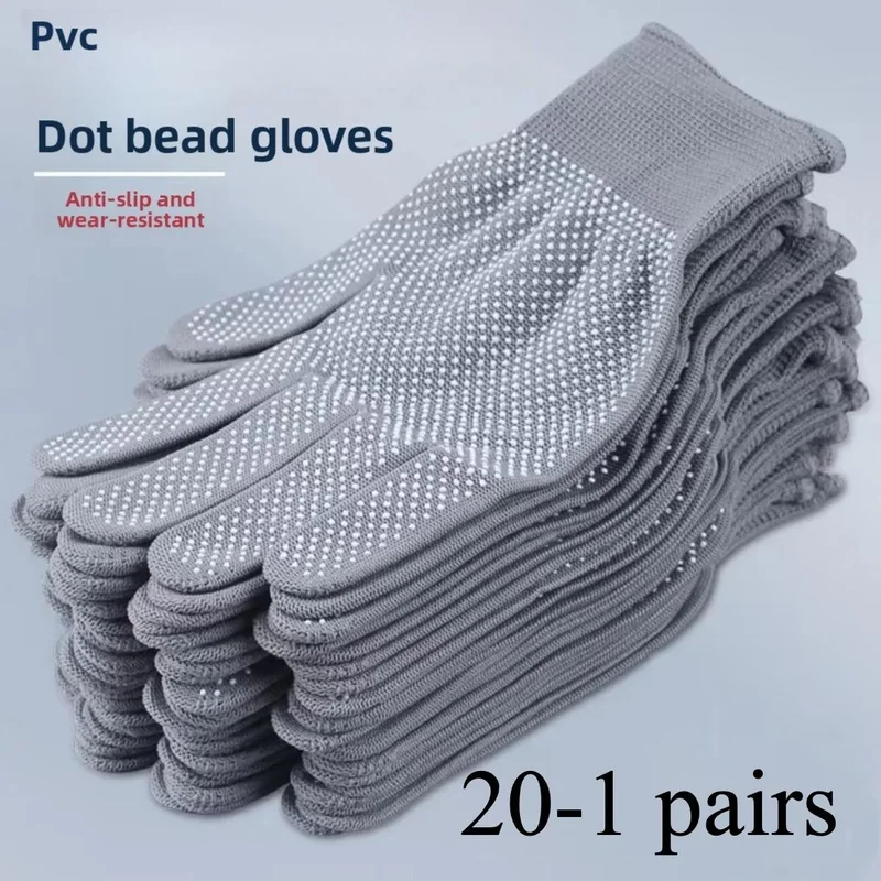 Nylon & PVC Grip Work Gloves, 10/20 Pairs