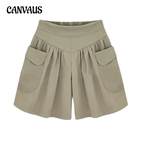 Women's Elastic-Waist Wide-Leg Summer Shorts
