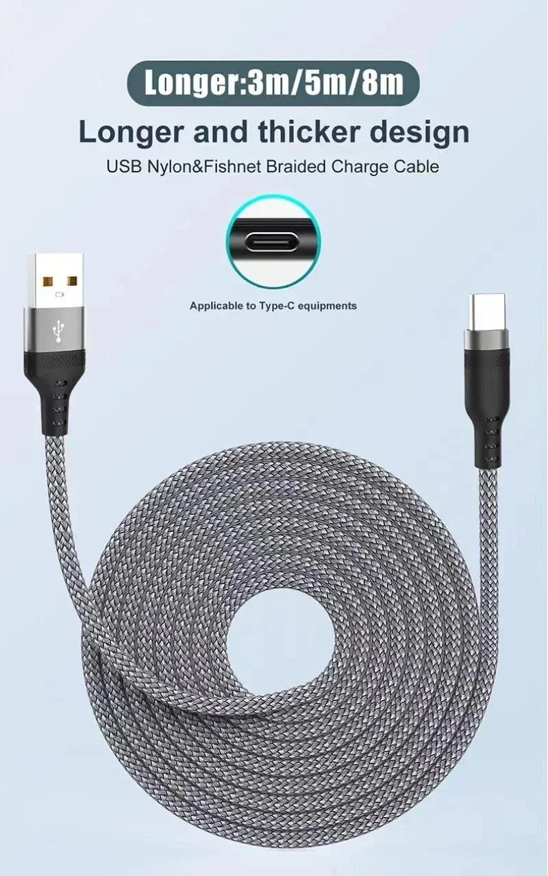 USB-C 5A Charging Cable, 3m/5m/8m — Product detail image 1