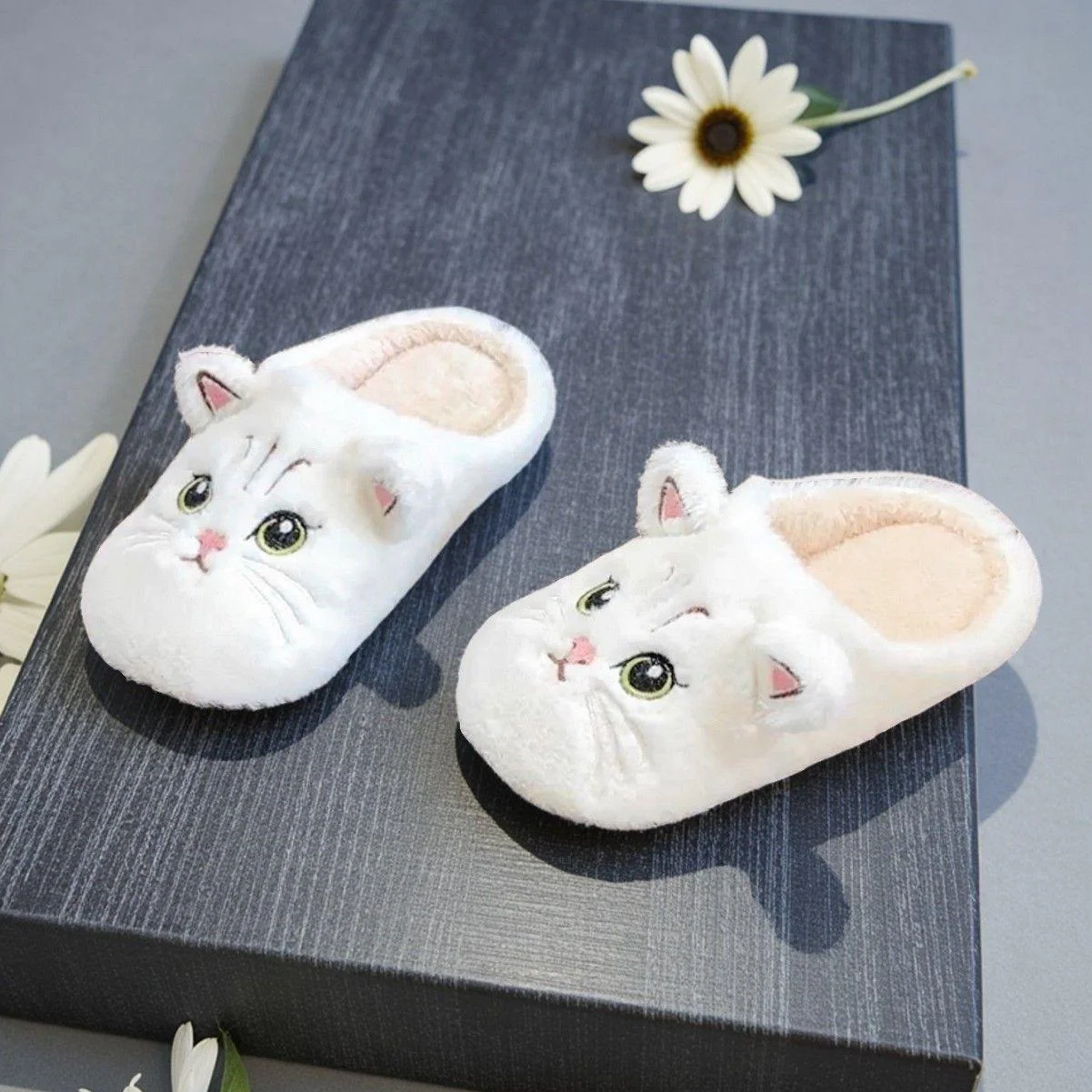 Solid Color Soft Comfortable Warm Open-Toe Indoor House Slippers — Product detail image 4