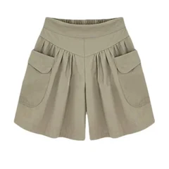 Women's Elastic-Waist Wide-Leg Summer Shorts-12