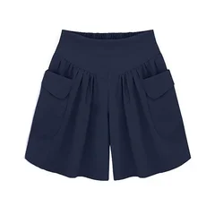 Women's Elastic-Waist Wide-Leg Summer Shorts-10