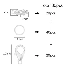 Lobster Clasps & Jump Rings for Jewelry Making, 80 Pieces-11