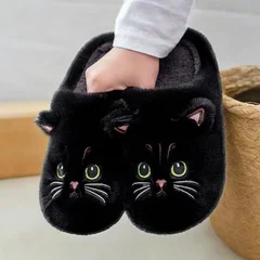 Solid Color Soft Comfortable Warm Open-Toe Indoor House Slippers-1