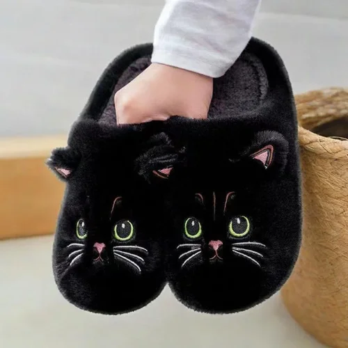Solid Color Soft Comfortable Warm Open-Toe Indoor House Slippers