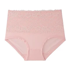 Plus Size Women's Lace High-Waist Briefs Solid Color Panties-12