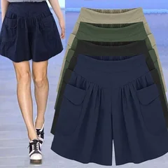 Women's Elastic-Waist Wide-Leg Summer Shorts-3