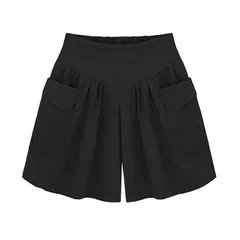 Women's Elastic-Waist Wide-Leg Summer Shorts-7