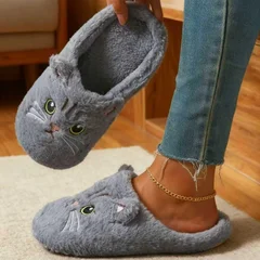 Solid Color Soft Comfortable Warm Open-Toe Indoor House Slippers-8