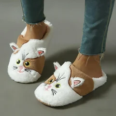 Solid Color Soft Comfortable Warm Open-Toe Indoor House Slippers-12