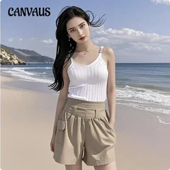Women's Elastic-Waist Wide-Leg Summer Shorts-2