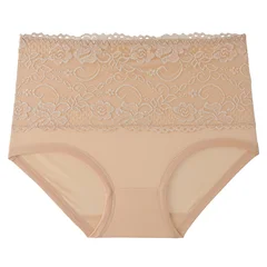 Plus Size Women's Lace High-Waist Briefs Solid Color Panties-11