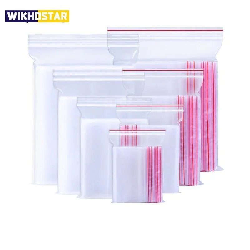 100-Pack Resealable Zipper Bags Clear Food Storage Fresh-Keeping Vacuum Packaging Bags