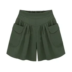 Women's Elastic-Waist Wide-Leg Summer Shorts-11