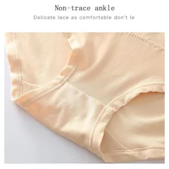 Plus Size Women's Lace High-Waist Briefs Solid Color Panties-2