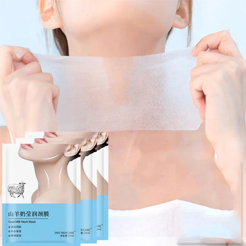 Masque pour le cou au lait de chèvre et collagène, raffermissant, anti-rides, éclaircissant, anti-âge, hydratant et liftant, lot de 1, 5 ou 10 pièces