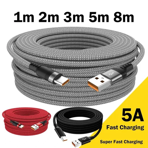 USB-C 5A Charging Cable, 3m/5m/8m