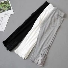 Women's Lace Hollow-Out Mid-Length Capri Pants Fitted Base Layer Pants-6