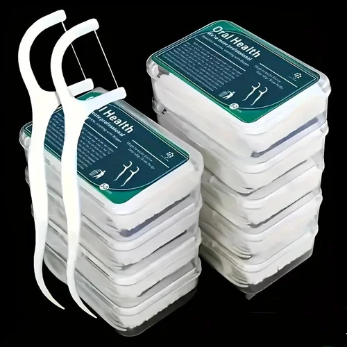 50-Pack Portable Disposable Floss Picks with Sealed Storage Case for Oral Care
