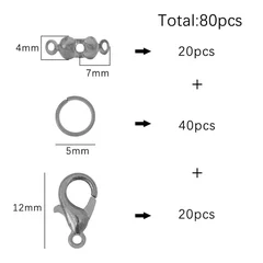 Lobster Clasps & Jump Rings for Jewelry Making, 80 Pieces-8