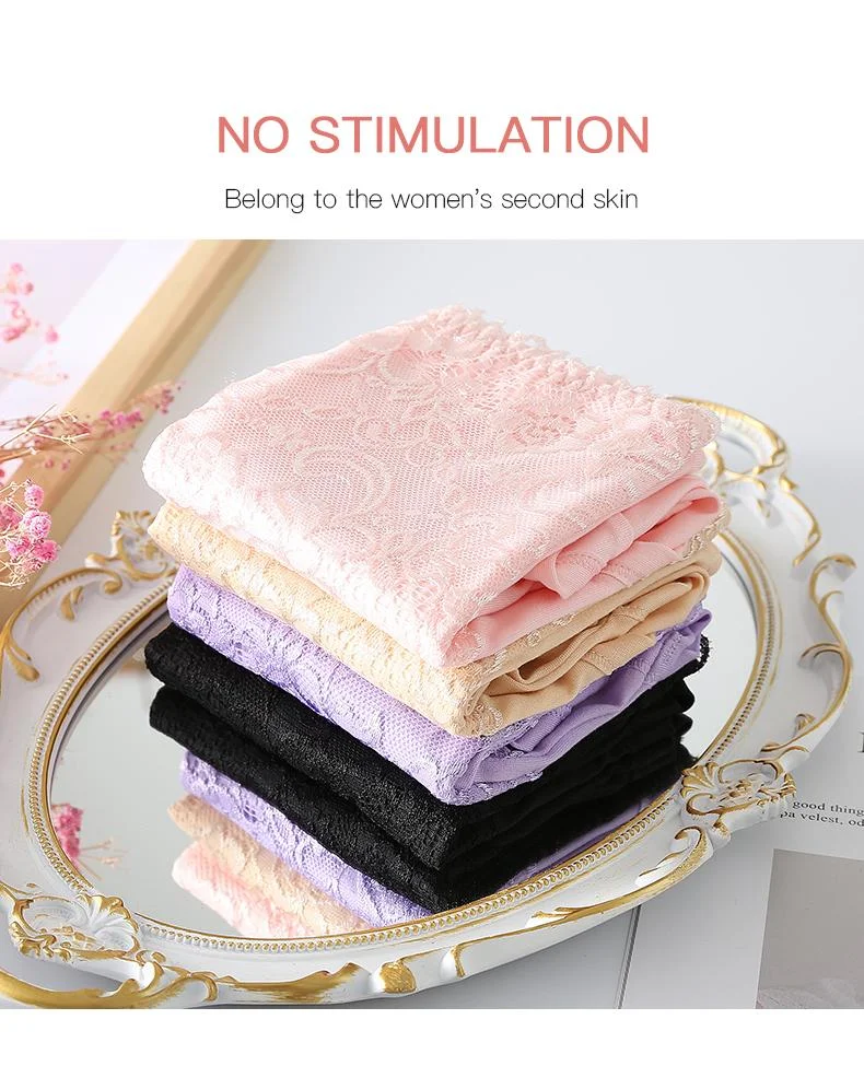Plus Size Women's Lace High-Waist Briefs Solid Color Panties — Product detail image 4