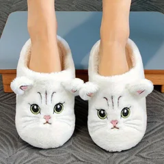 Solid Color Soft Comfortable Warm Open-Toe Indoor House Slippers-3