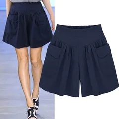 Women's Elastic-Waist Wide-Leg Summer Shorts-4