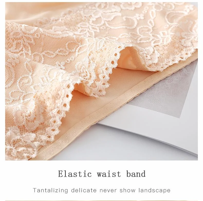 Plus Size Women's Lace High-Waist Briefs Solid Color Panties — Product detail image 7