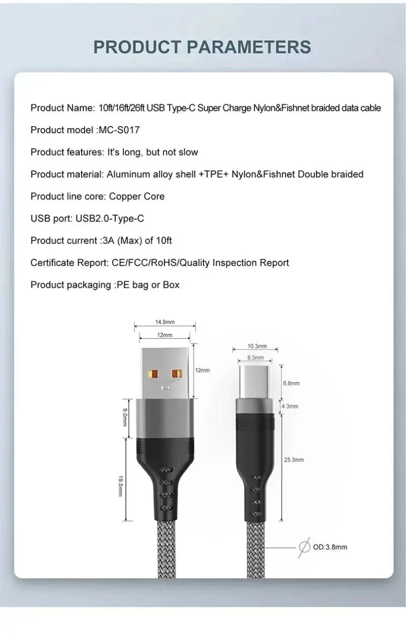 USB-C 5A Charging Cable, 3m/5m/8m — Product detail image 9