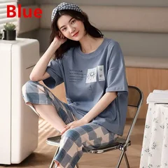 Women's Cartoon Print Short Sleeve Shorts Casual Home Pajama Set 2-Piece Plus Size-2
