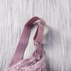 Sujetador push-up con aros de encaje floral fino y cómodo en color liso para mujer de talla grande-11