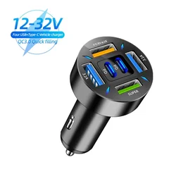 6-Port USB Car Charger, 4 USB + 2 PD, QC3.0-17